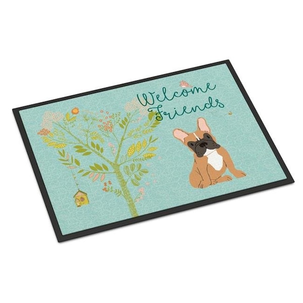 Carolines Treasures BB7633MAT Welcome Friends Fawn French Bulldog Indoor or Outdoor Mat; 18 x 27 in. BB7633MAT - main